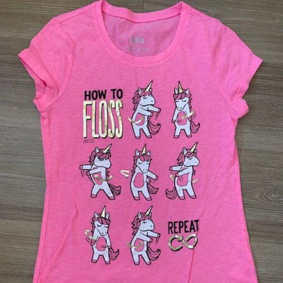 JUSTICE GIRL SHORT SLEEVED DECORATIVE SHIRT - Picture 1 of 4